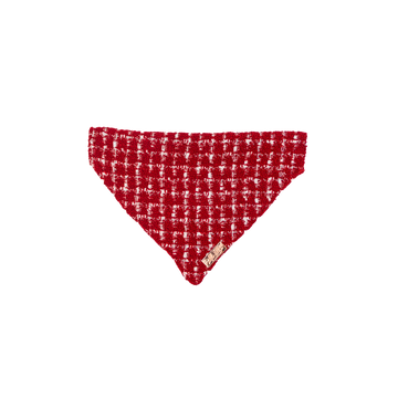 Luxury, quality red and white tweed dog bandana on a transparent background