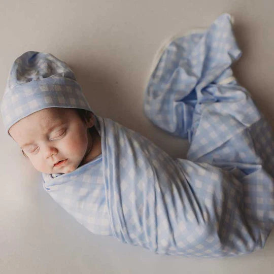 Jersey Swaddle Stretch Wrap and Beanie Set from Snuggly Jacks at Little Ellie Boutique