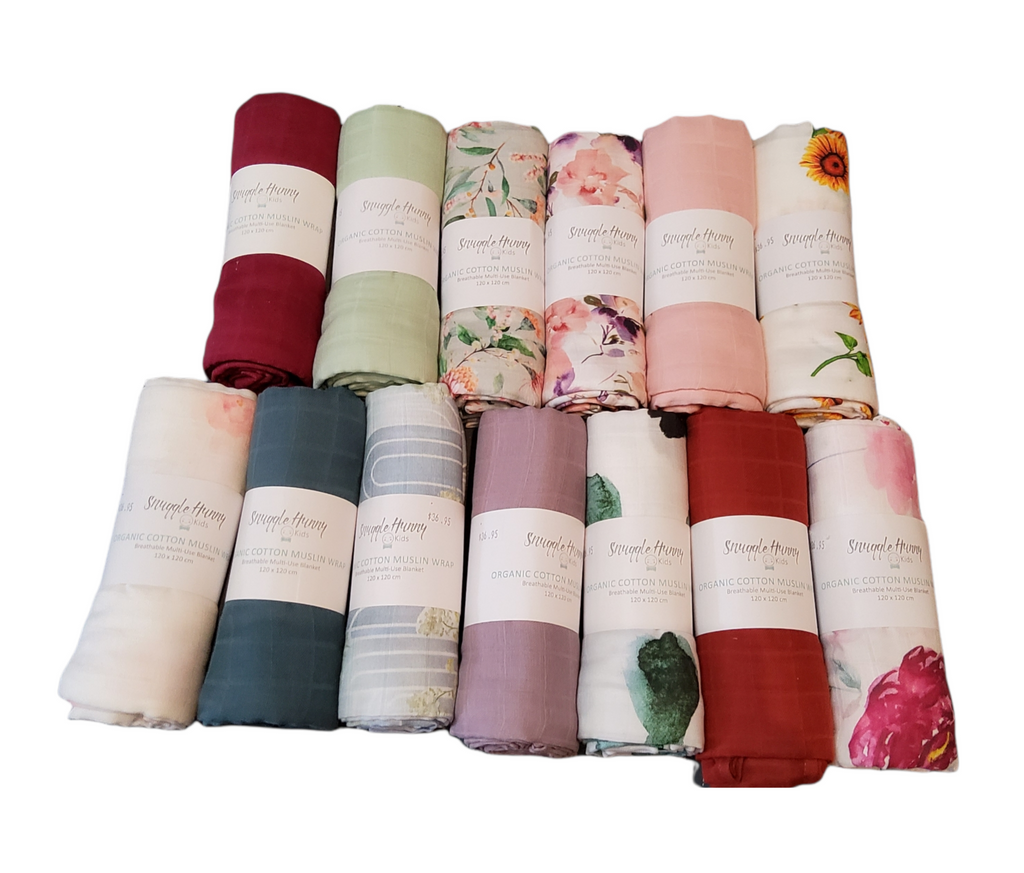 Organic Cotton Muslin Swaddle Wrap from Snuggle Hunny Kids at Little Ellie Boutique